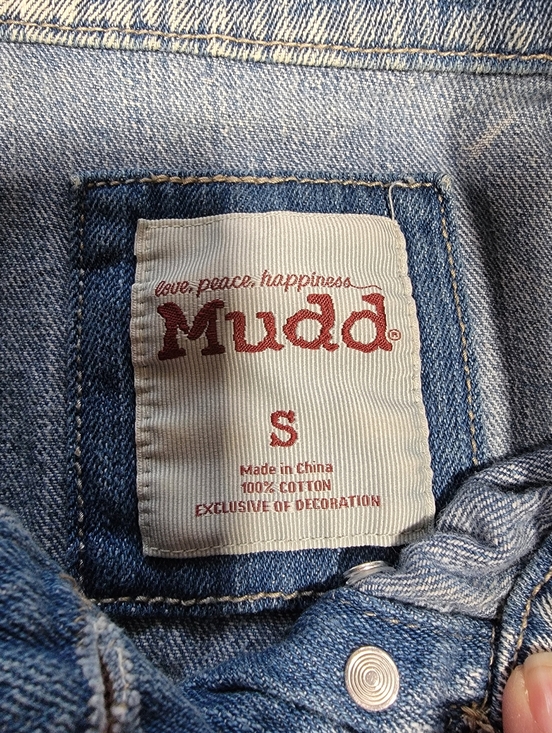Mudd Size S Denim Distressed Blue Jean Vest, Boho, Button Front - Picture 10 of 10